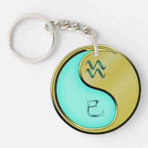 Aquarius & Metal Snake Key Ring