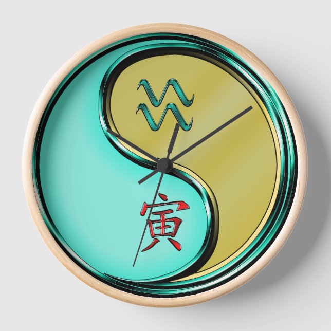 Aquarius & Metal Tiger Keychain Clock (Front)