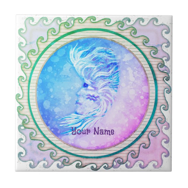 Aquarius Moon Woman  Ceramic Tile (Front)