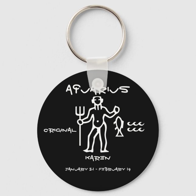 Aquarius Personalised Key Ring (Front)