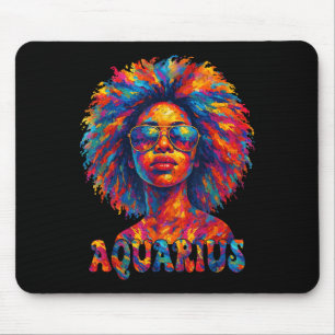 Aquarius Queen Afro Art African American Women Zod Mouse Pad