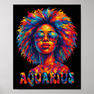 Aquarius Queen Afro Art African American Women Zod Poster