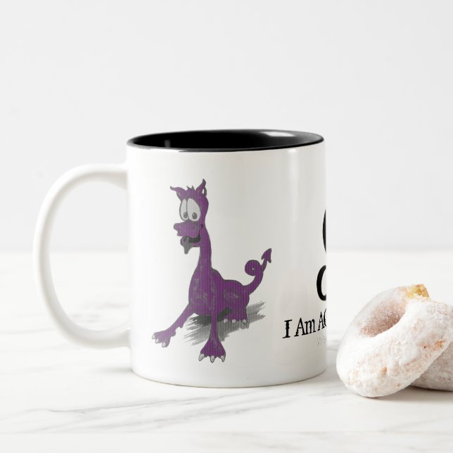 Aquarius Rahu Zodiac Dragon Purple  Two-Tone Coffee Mug (With Donut)