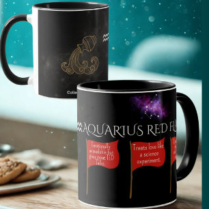 Aquarius Red Flags Mug   Funny Zodiac Gift