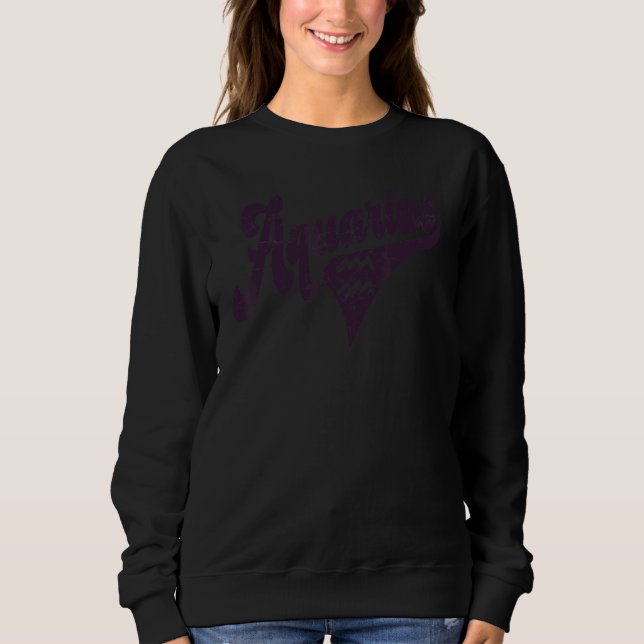 Aquarius Retro Zodiac - Astrology - Horoscope, Aqu Sweatshirt (Front)