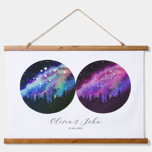 Aquarius Scorpio Personalised Couples Horoscope Hanging Tapestry