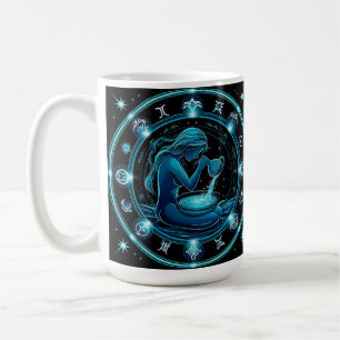 Aquarius Sign Beautiful Digital Illustration Coffee Mug