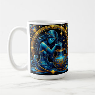 Aquarius Sign Beautiful Digital Illustration Coffee Mug