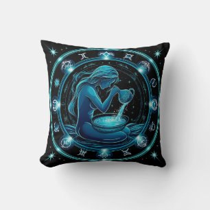 Aquarius Sign Beautiful Digital Illustration Cushion