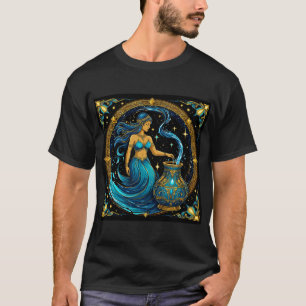 Aquarius Sign Beautiful Digital Illustration T-Shirt