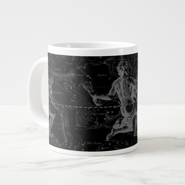Aquarius Sign Constellation Map by Hevelius Large Coffee Mug (Front Left)