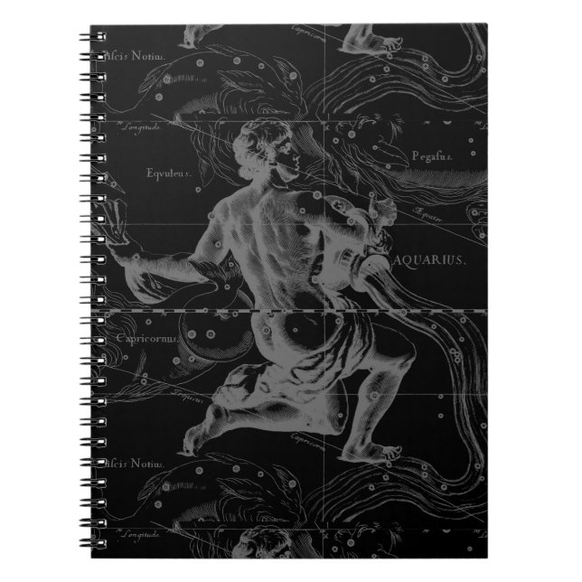 Aquarius Sign Constellation Map by Hevelius Notebook (Front)