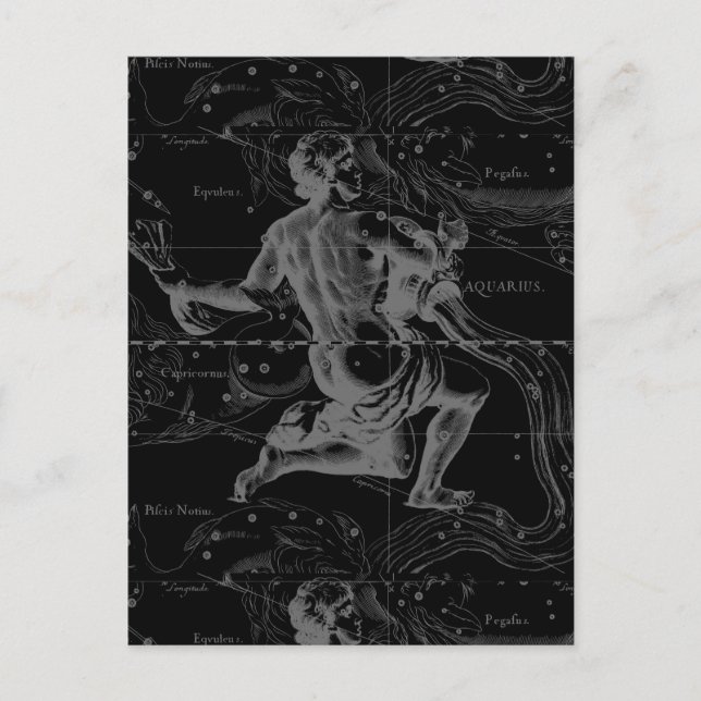Aquarius Sign Constellation Map by Hevelius Postcard (Front)
