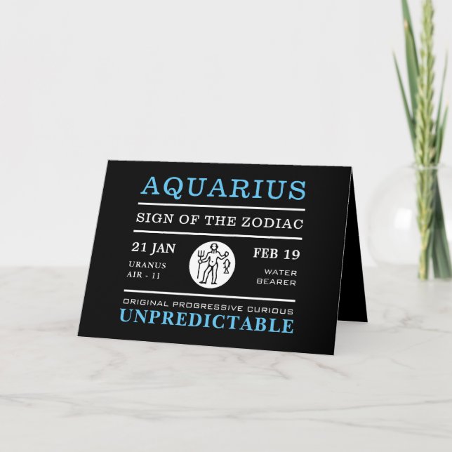 Aquarius Sign of the Zodiac, Astrological Card (Front)