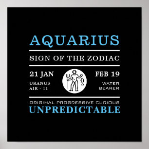 Aquarius Sign of the Zodiac, Astrological Poster