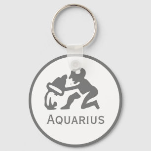 Aquarius Sign of the Zodiac Design Key Ring
