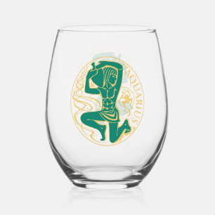Aquarius Sign of the Zodiac Stemless Wine Glass