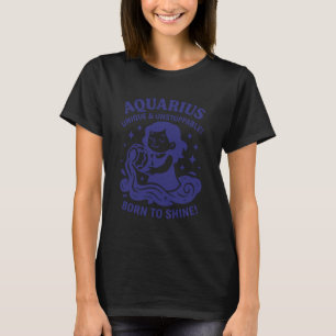 Aquarius Sign Of Zodiac Cute For Kids and Women T-Shirt