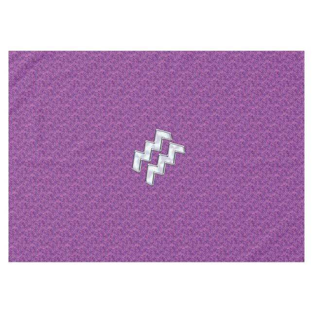 Aquarius Sign on fuchsia pink digital camo Tablecloth (Front (Horizontal))