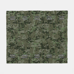 Aquarius Sign on olive green digital camo Fleece Blanket