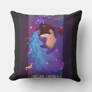 Aquarius Sign Throw Pillow