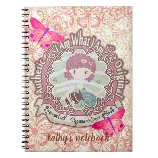 Aquarius signs. Personalised. notebook (Front)