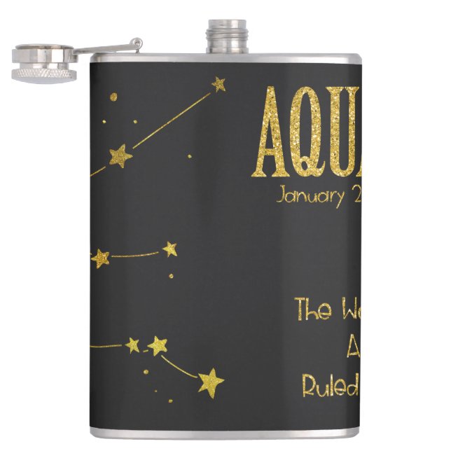 Aquarius Star Sign Hip Flask (Opened)