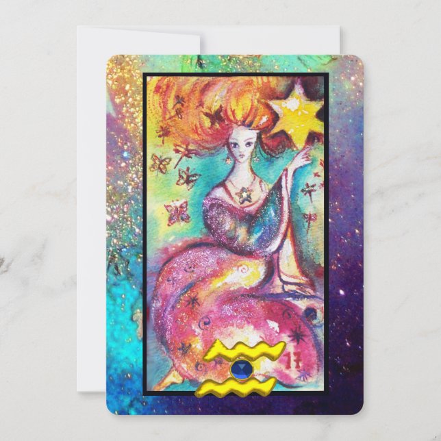 AQUARIUS, STAR TAROT ASTROLOGY ZODIAC BIRTHDAY CAR CARD (Front)