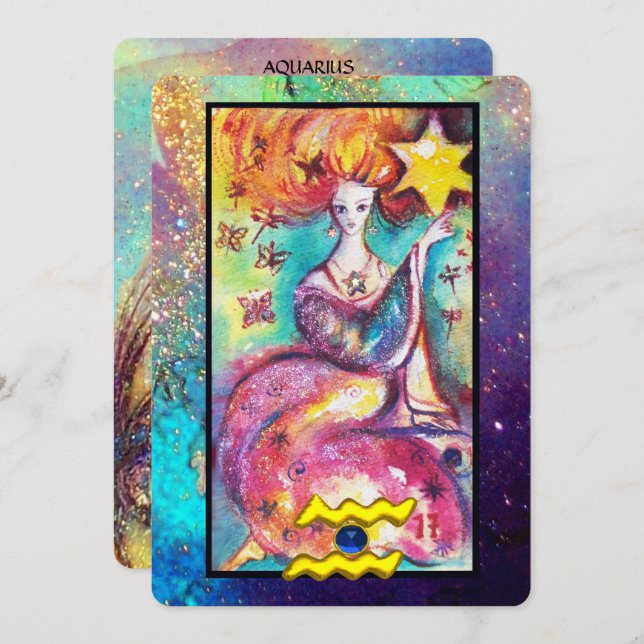 AQUARIUS, STAR TAROT ASTROLOGY ZODIAC BIRTHDAY  CARD (Front/Back)