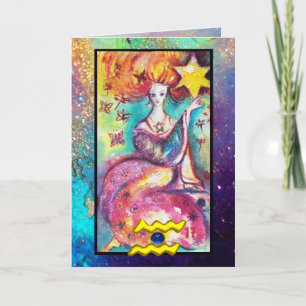 AQUARIUS,STAR TAROT ASTROLOGY ZODIAC BIRTHDAY CARD