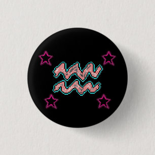 AQUARIUS Stars 3 Cm Round Badge