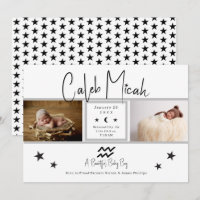 Aquarius Stars Photo Baby Birth Announcement