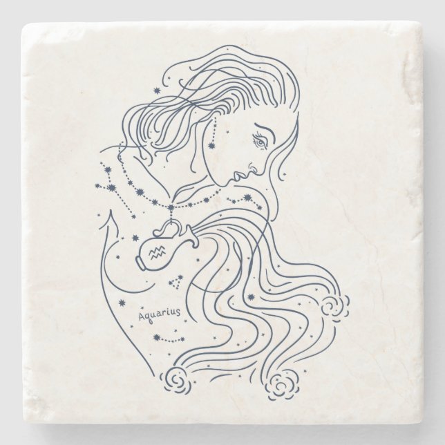 Aquarius Stone Coaster (Front)