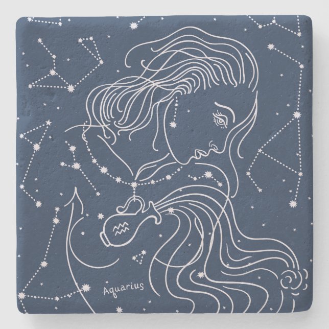Aquarius Stone Coaster (Front)