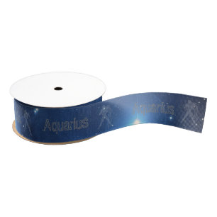 Aquarius symbol grosgrain ribbon
