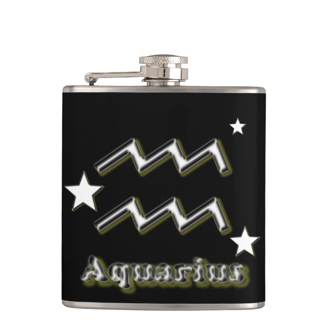 Aquarius symbol hip flask (Front)