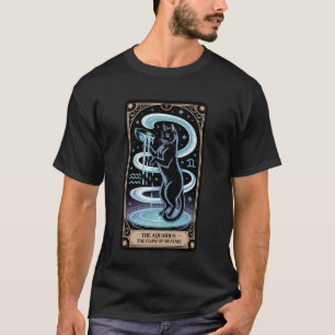 Aquarius Tarot Card Black Cat Mystical Zodiac Wate T-Shirt