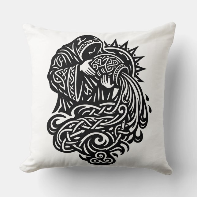 Aquarius — The Water Bearer by BurnsInHell Cushion (Front)
