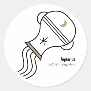Aquarius the water bearer personalised party favou classic round sticker