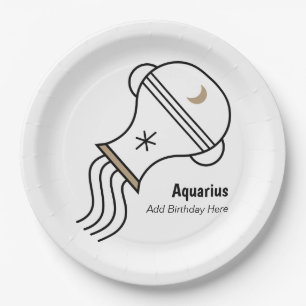 Aquarius the water bearer personalised party favou paper plate