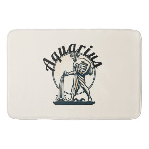 Aquarius the Water Bearer Vintage Zodiac Bath Mat