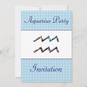 Aquarius Themed Birthday Party Invitation -Zodiac
