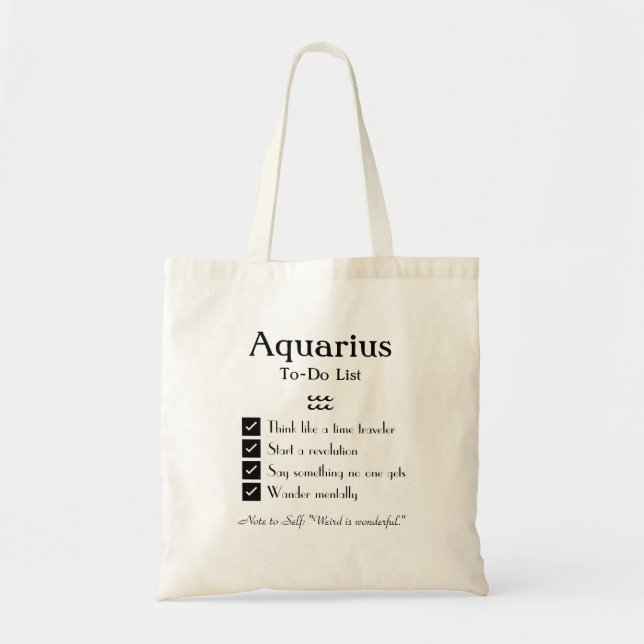 Aquarius – To-Do List Tote Bag (Front)