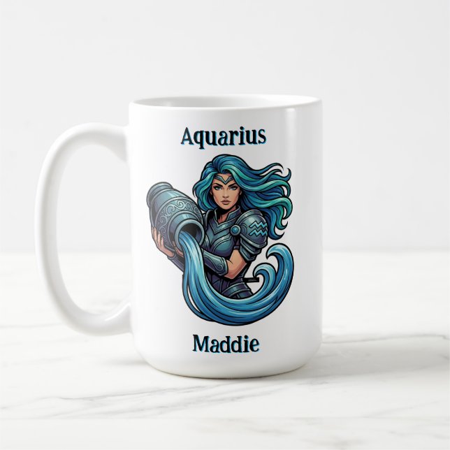 Aquarius Traits and Dates | Personalized Coffee Mug (Left)