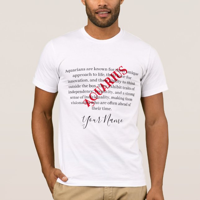 Aquarius Traits and  Zodiac Sign T-Shirt (Front)
