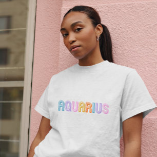 Aquarius typography trendy zodiac colorful T-Shirt