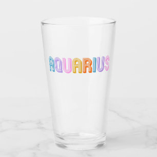 Aquarius typography trendy zodiac colourful glass
