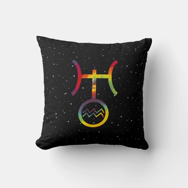 Aquarius Uranus Planetary Symbol Starry Tie Dye Cushion (Front)