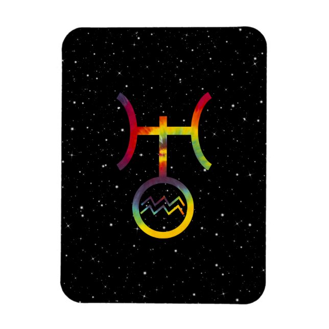 Aquarius Uranus Planetary Symbol Starry Tie Dye Magnet (Vertical)