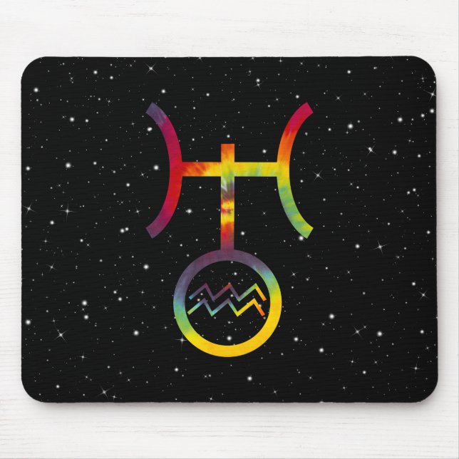 Aquarius Uranus Planetary Symbol Starry Tie Dye Mouse Pad (Front)